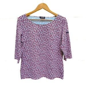 Saint James France Breton Top Womens 12 Nautical Rope Print‎ Blue Red